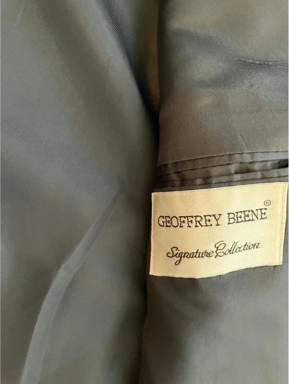 Geoffrey Beene Signature Mens 42R Navy Windowpane Blazer Wool Sport Coat Plaid